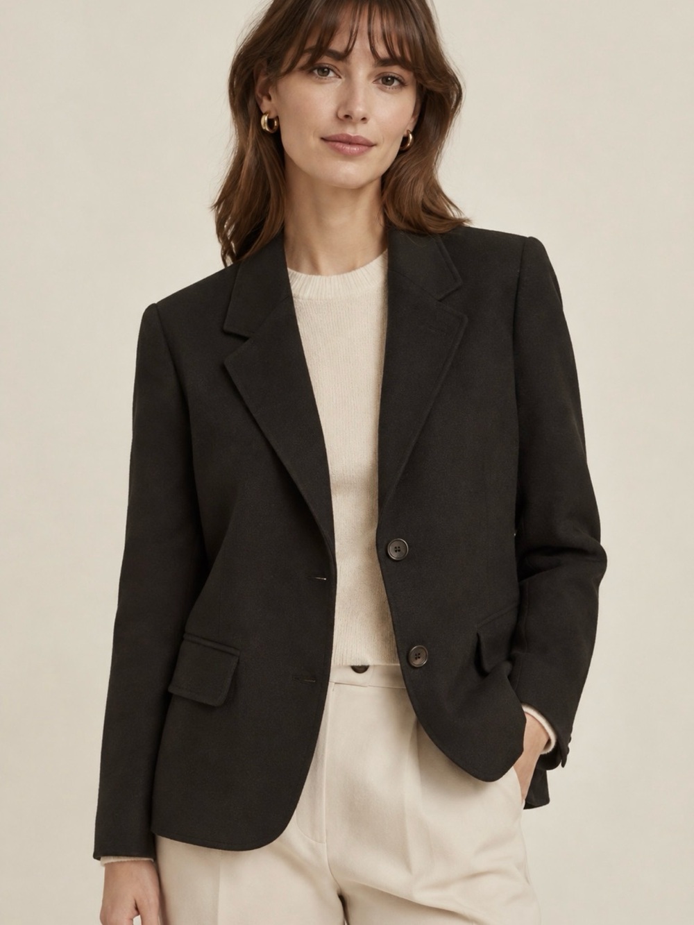 Max Mara 100% Virgin Wool Tailored Blazer Deep Brown Made in Italy Size 14